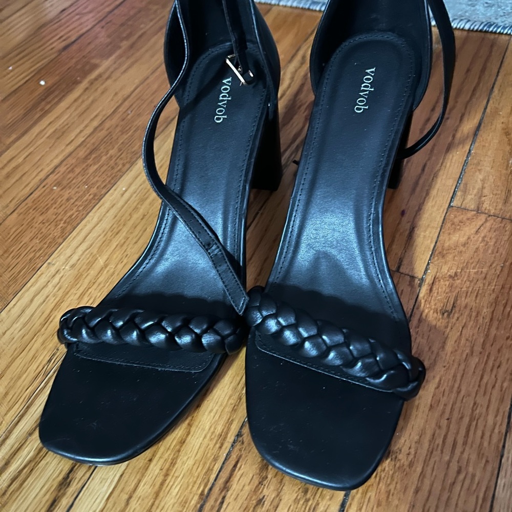 Elegant Black Braided Heels
